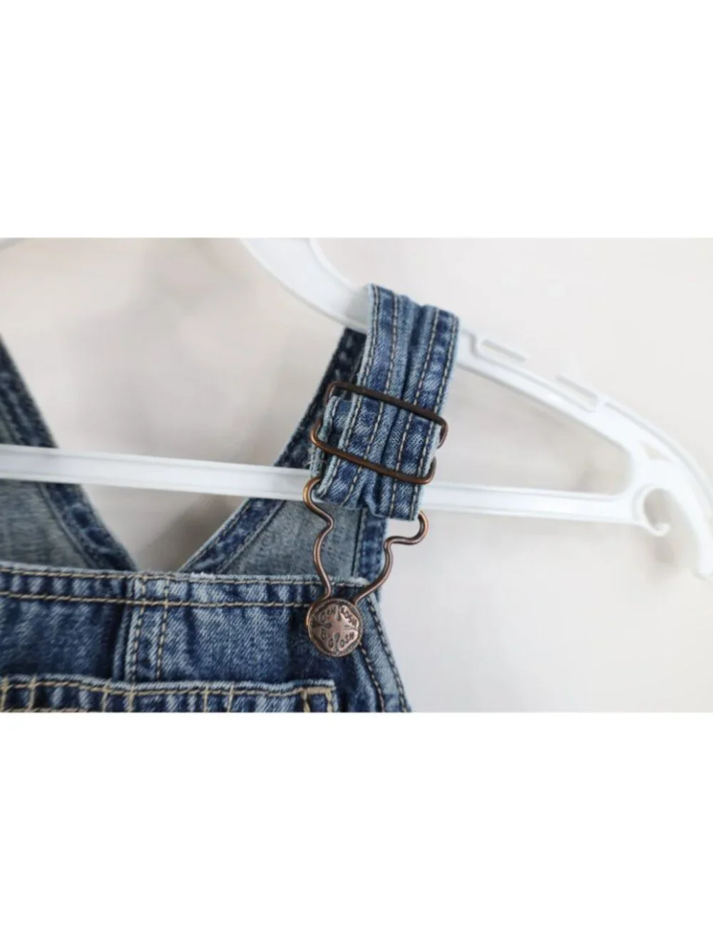 Vintage 90s Y2K OshKosh B'Gosh Boys Girls 12M Faded Denim Jean Overalls Bibs